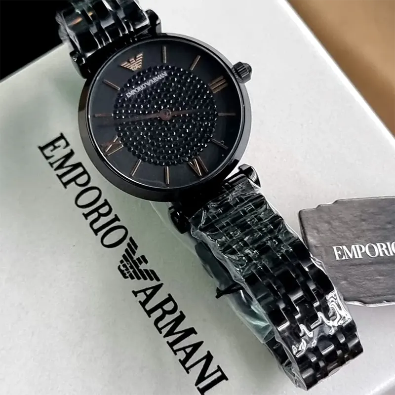 Emporio Armani Black Fashionable Couple Watch- AR11299/AR11245